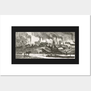 The Black Country, 19th century view of Oldbury, West Midlands, industrial revolution Posters and Art